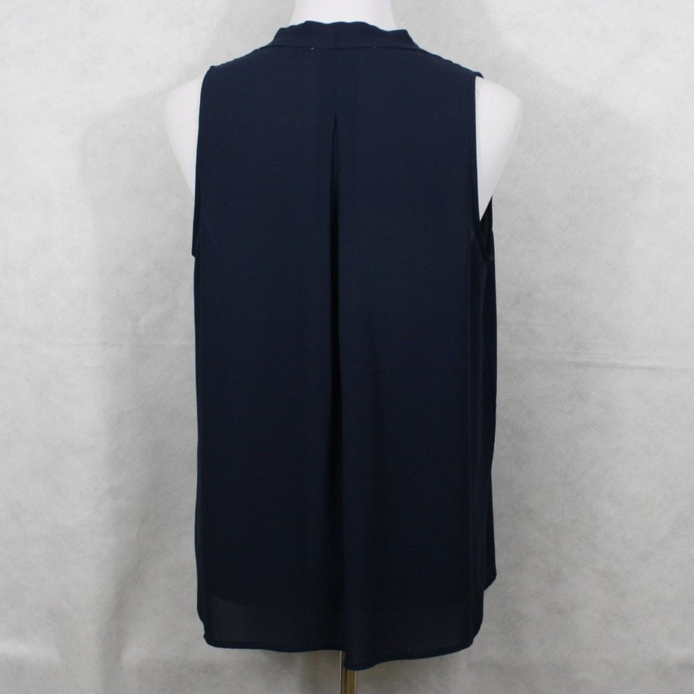 Vintage 90's Violet + Claire Navy Blue Poly Semi-Sheer Pleated Blouse SZ M EUC - Picture 4 of 7
